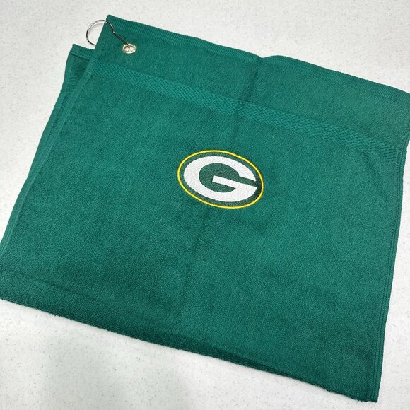 Green Bay Packers Golf Towel Embroidered Hand Towel Green Gold Sports Football - Picture 1 of 6